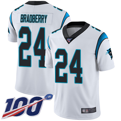 Carolina Panthers Limited White Men James Bradberry Road Jersey NFL Football 24 100th Season Vapor Untouchable